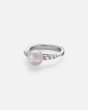 Mikimoto 18Kt Ring With Pearl And Diamonds - White