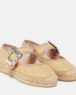 Roger Vivier Babies Embellished Canvas Espadrilles - Natural