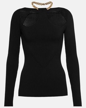 Proenza Schouler Chain-Trimmed Cutout Top - Black