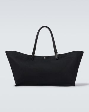 The Row Idaho Xl Leather-Trimmed Canvas Tote Bag - Black