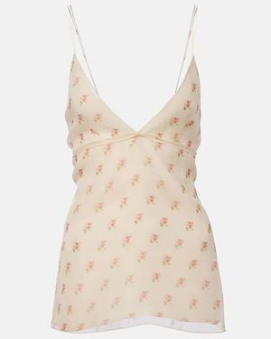 KHAITE Timy Floral Silk Organza Camisole - Natural