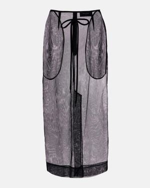 Simone Rocha Bow-Detail Tulle Midi Skirt - Grey