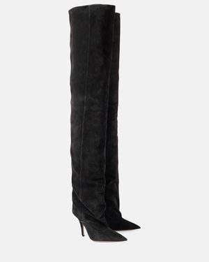 Paris Texas Ines 105 Suede Over-The-Knee Boots - Black