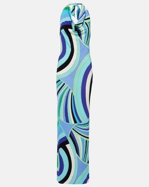 blue dresser with wood top Emilio Pucci Striped Printed Silk Shift Dress Size S main image 0