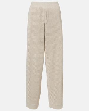 Brunello Cucinelli Knitted Cotton-Blend Wide-Leg Pants - Natural
