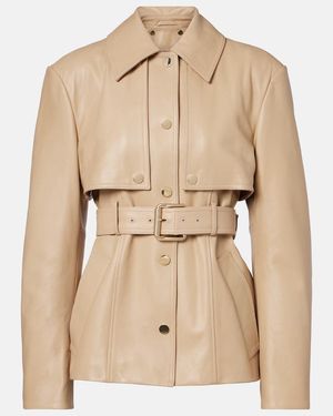 Sportmax Stenzone Convertible Leather Jacket - Natural