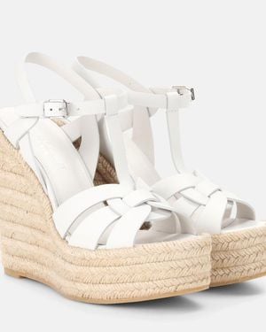 Saint Laurent Tribute 130 Leather Espadrilles - White