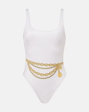 Versace Badeanzug Mit Treasure-Print - Weiß
