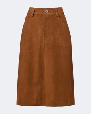 Ami Paris Suede Midi Skirt - Brown