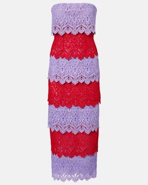 Carolina Herrera Lace Cocktail Dress - Red