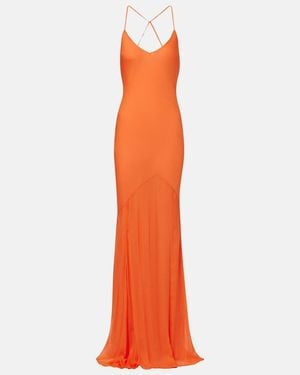 Alexandra Miro Gloria Silk Chiffon Gown - Orange