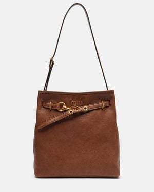 Miu Miu Aventure Leather Bucket Bag - Brown