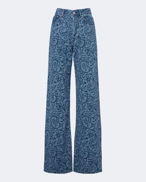 Dries Van Noten Jeans Anchos Estampados - Azul