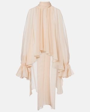 Blumarine Asymmetric Georgette Blouse - Natural