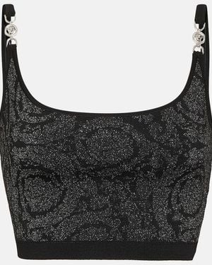Versace La Greca Medusa '95 Knit Crop Top - Black