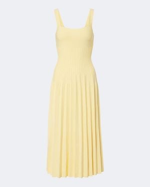 STAUD Vestido Largo Ellison Plisado - Amarillo