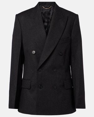 Victoria Beckham Double-Breasted Virgin Wool Blazer - Black