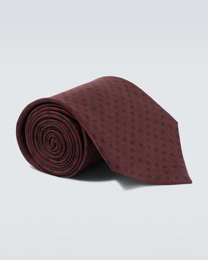 dunhill Bedruckte Krawatte Aus Seide - Rot