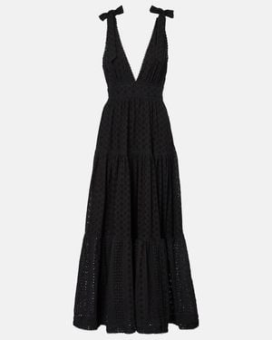 Poupette Cara Tiered Cotton Maxi Dress - Black