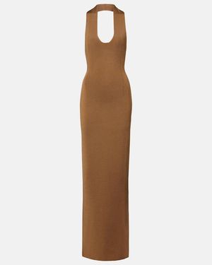 KHAITE Mahi Halterneck Maxi Dress - Brown