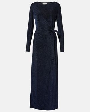 Diane von Furstenberg Simona Lame Wrap Dress - Blue