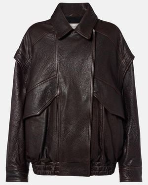 Nour Hammour Micah Leather Bomber Jacket - Black