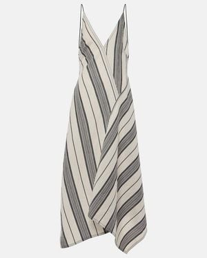 Ferragamo Asymmetric Striped Dress - White