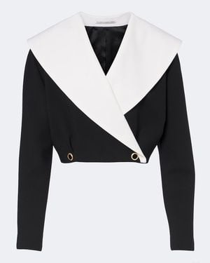Alessandra Rich Double-Breasted Wool-Blend Crepe Jacket - Black