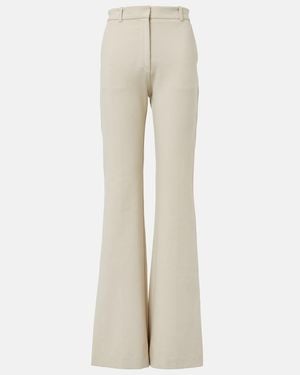 JOSEPH Tafira Cotton-Blend Flared Trousers - Natural