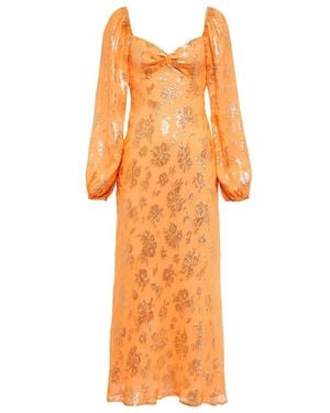 RIXO London Floral Midi Dress - Orange