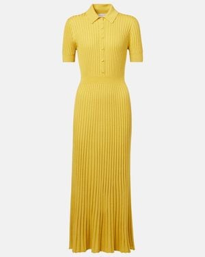 Gabriela Hearst Pleated Cashmere And Silk Polo Dress - Yellow