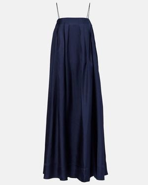 Asceno Maxikleid Heather Aus Seiden-Twill - Blau