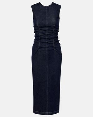 Sportmax Voto Ruched Denim Midi Dress - Blue