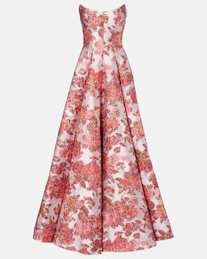 Markarian Laila Floral Brocade Gown - Red