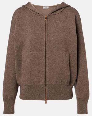 Agnona Cashmere, Wool, And Silk Hoodie - Brown