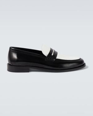 Manolo Blahnik Perry Leather Penny Loafers - Black