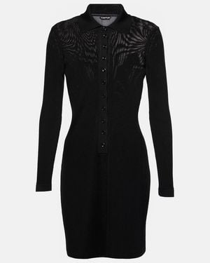 Tom Ford Ribbed-Knit Polo Dress - Black