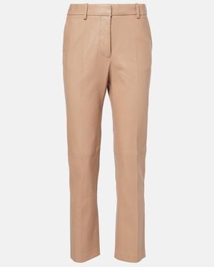 JOSEPH Coleman Leather Straight Pants - Natural
