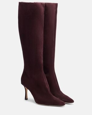 Jimmy Choo Agathe 85 Suede Knee-High Boots - Red