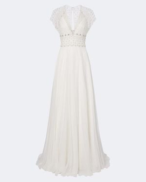 Jenny Packham Bridal Momento Tulle And Silk Chiffon Gown - White