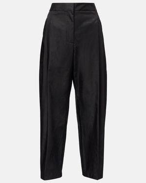 Alaïa Cropped High-Rise Satin Tapered Pants - Blue