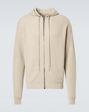 Rick Owens Ribbed-Knit Virgin Wool Hoodie - Natural