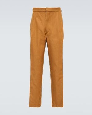King & Tuckfield Cotton And Linen Trousers - Orange
