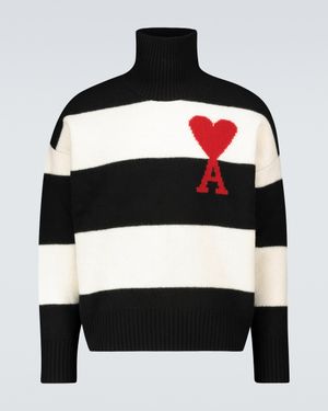 Ami Paris Rollkragenpullover Ami de Coeur - Schwarz