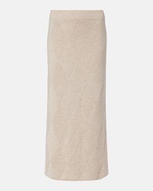 Max Mara Salubre Argyle Cashmere Midi Skirt - Natural
