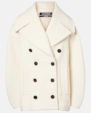 Jacquemus Abrigo Marinero Ovalo De Lana Virgen - Neutro