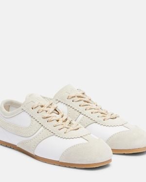 Dries Van Noten Suede-Trimmed Leather Trainers - White