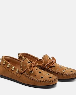 Isabel Marant Fitza Studded Suede Loafers - Brown