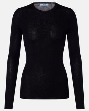 Prada Pullover Aus Wolle Und Seide - Schwarz
