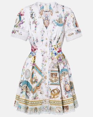 CAMILLA Embellished Printed Cotton Minidress - White